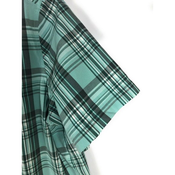 George Classic Fit Men's 3XL Button Up Short Sleeve Green Black Cotton Shirt A17 - Picture 3 of 4